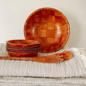 Parquet Wood Salad Bowl Set